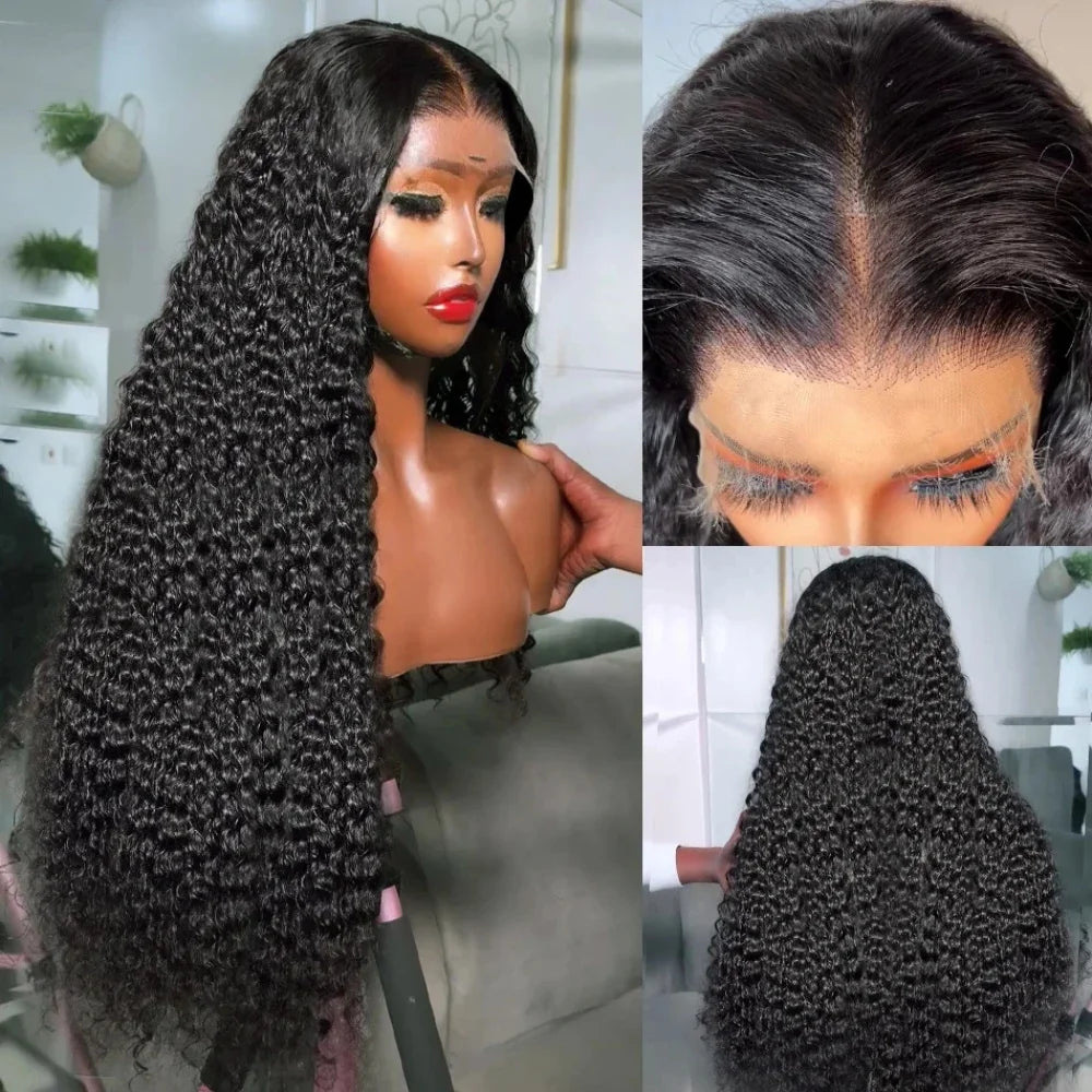 250 Density Invisible Strap 360 HD Full Lace Glueless Wig Deep Wave Frontal Wig Human Hair 30 Inch Water Wave Lace Front Wig