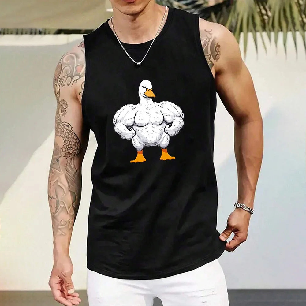 2024 New Funny Mask Men's Printed Men's Round Neck Vest Street Fashion Daily Sports Fitness Breathable Comfortable Vest Viralgem Store