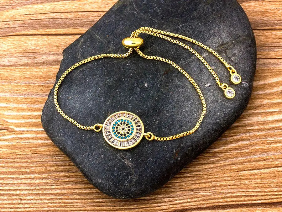 AIBEF Hot Sale Fashion Lovely Heart Rainbow Adjustable Bracelet Bangle Cubic Zircon Chain Bracelet Women Jewelry Birthday Gifts