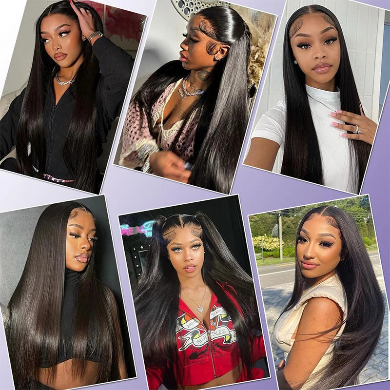 100% Malaysia Human Hair 13x6 Bone Straight Lace Front Human Hair Wigs 30 Inch 13x4 Lace Frontal Wig for Women Pre Plucked Viralgem Store