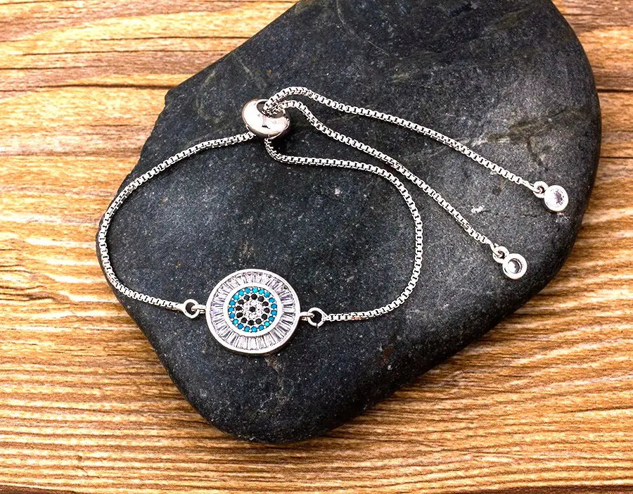 AIBEF Hot Sale Fashion Lovely Heart Rainbow Adjustable Bracelet Bangle Cubic Zircon Chain Bracelet Women Jewelry Birthday Gifts