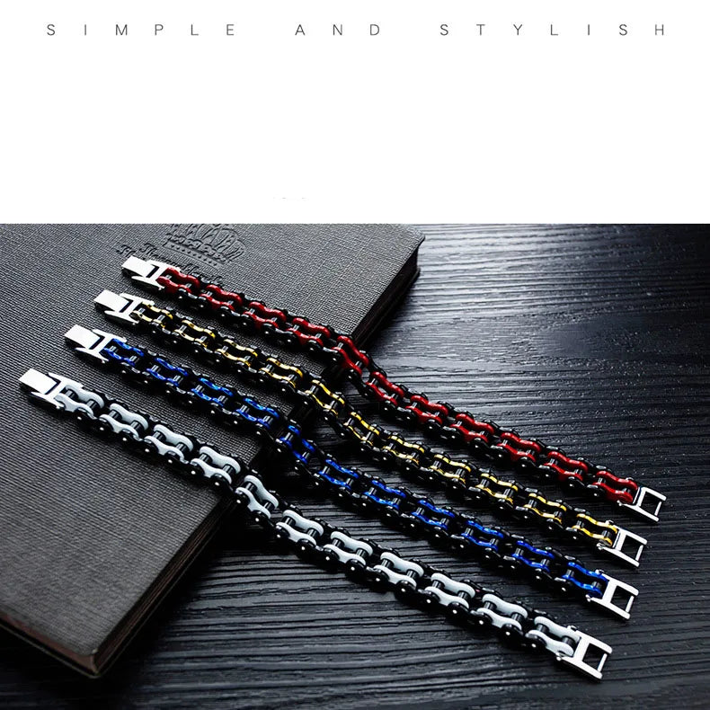 Stainless Steel Biker Chain Bracelet Mens Bracelet Link Chain Motorcycle Bicycle Style Bracelets Fashion Punk Bangles Jewelry
