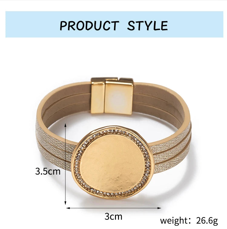 WYBU Wrap Leather Bracelets for Women Fashion Metal Leather Bracelet Charm Couple Wholesale Jewelry Dropshiping