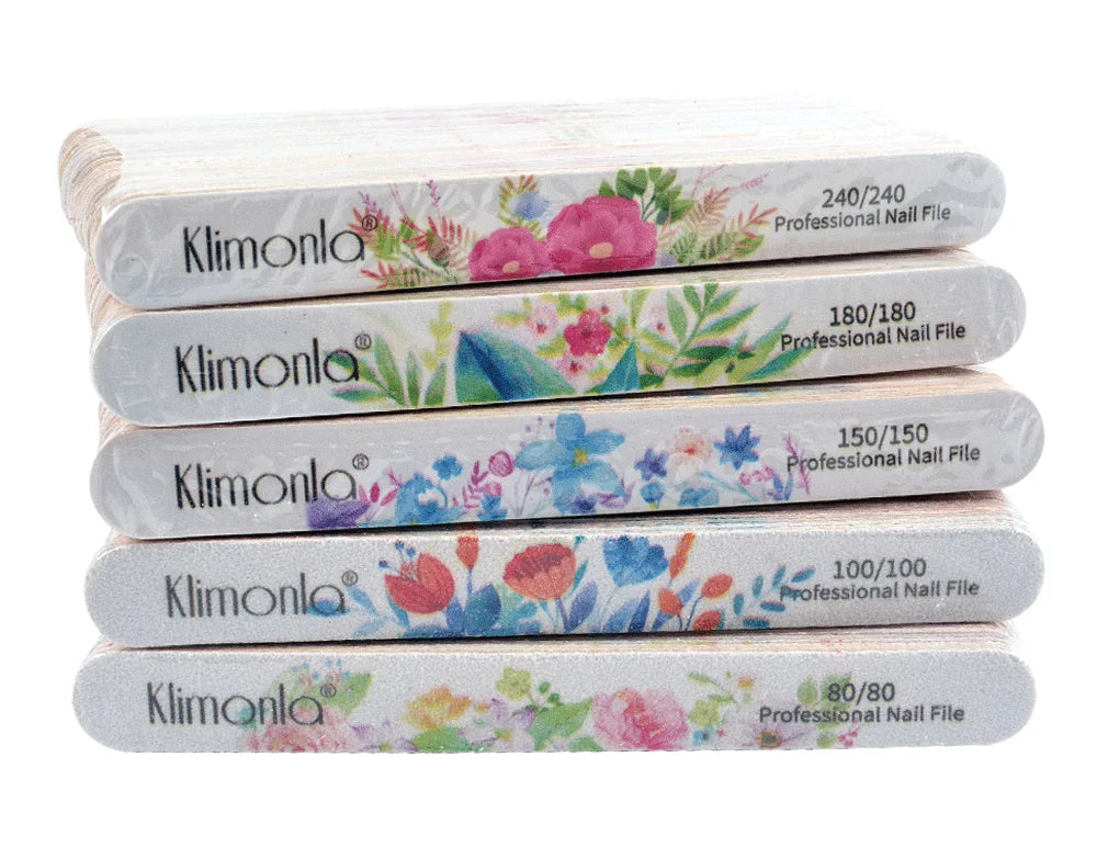 10Pcs/Lot Nail File 100 180 Grit Professional Wooden Two Sided Sanding Files Washable Nails Accessories Manicure Salon Tools