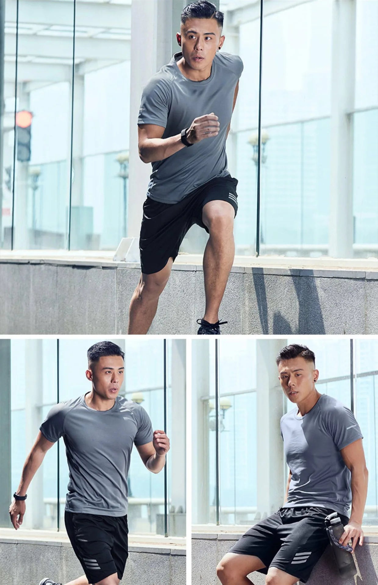 Summer Ice Silk T-shirt Men's Cold Short Sleeve O-neck Stretch Quick-drying Breathable Sports Shirt T Shirt Men Cool Down Tops