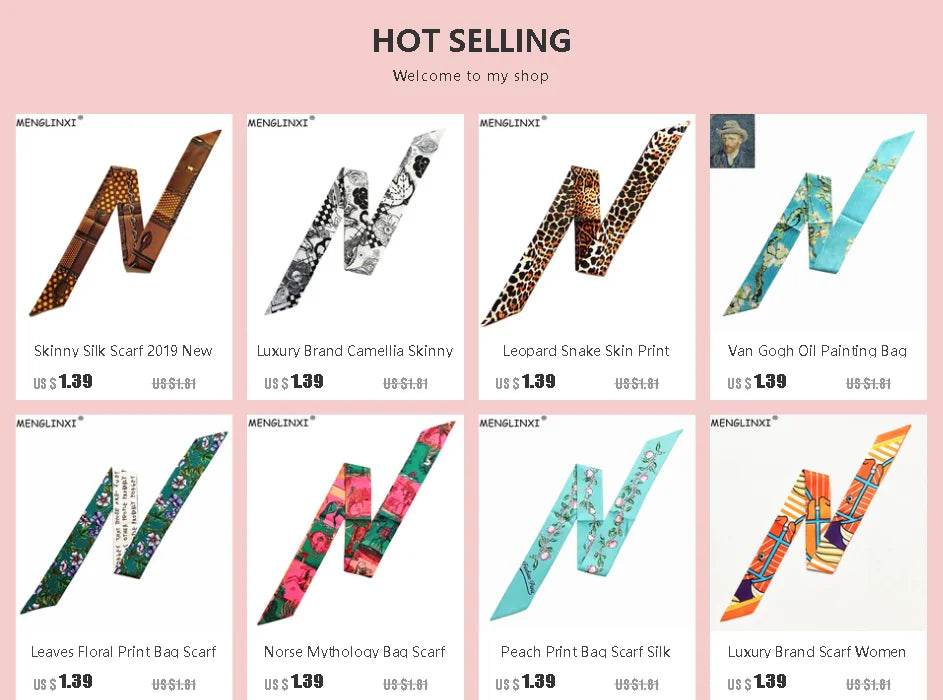 2024 Brand New Design Owl Scarf Women Luxury Silk Scarf Fashion Hair Headband Foulard Skinny Bag Scarves Neckerchief For Ladies