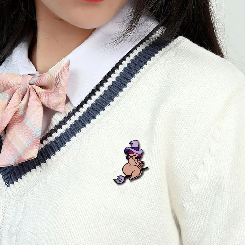 Witch Lapel Pin Collection Magic Broomstic Brooch Ice Cream Mug Frappuccinoo Badge Witches Welcome Jewelry Viralgem Store