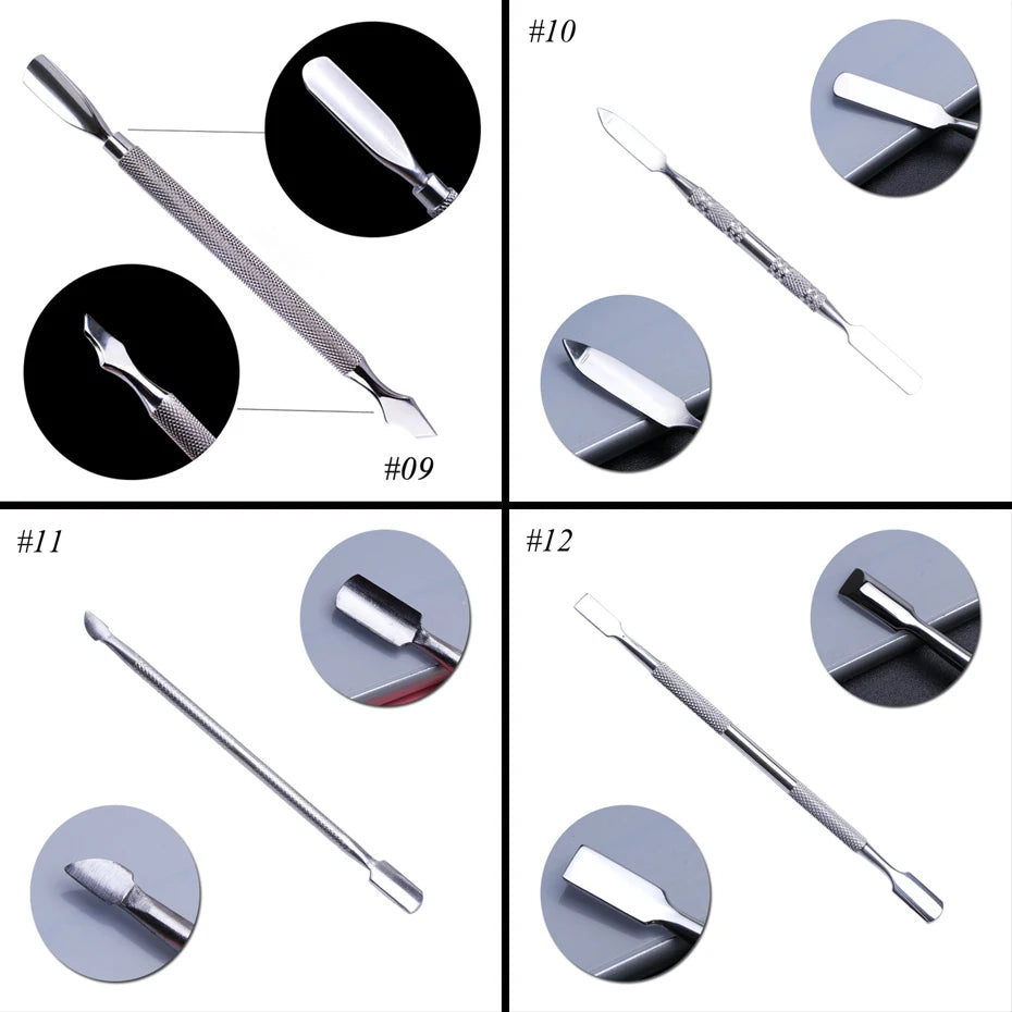 1pcs Double-ended Stainless Steel Nail Cuticle Pusher Tweezer For Dead Skin UV Gel Polish Remove Pedicure Manicure Tool LY01-16
