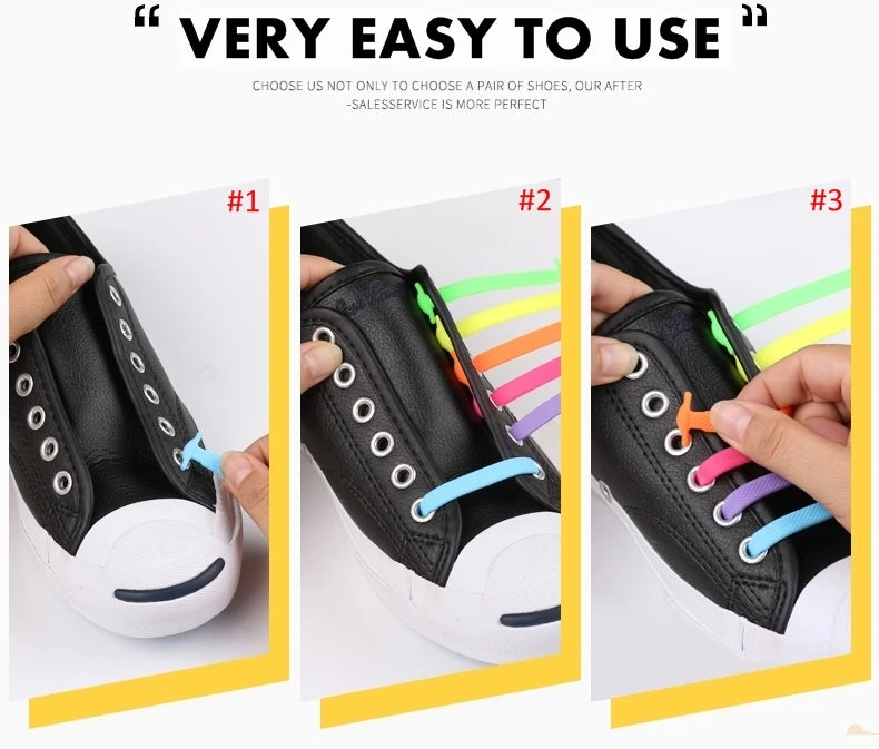 2024 New Silicone Elastic Shoelaces Fashion Unisex Athletic No Tie Shoe Lace All Sneakers Color Shoelaces for Kids and Adults
