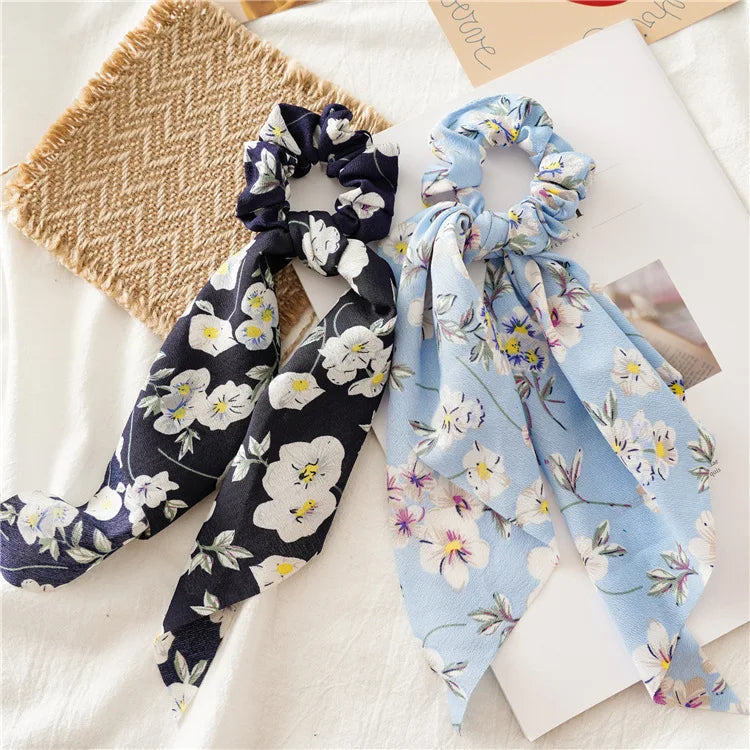 2020 Women Streamers Scrunchies Polka Dot Print Elastic Bow Hair Rope Girl Hair Ties Korean Sweet Hair Accessories Headwear Viralgem Store