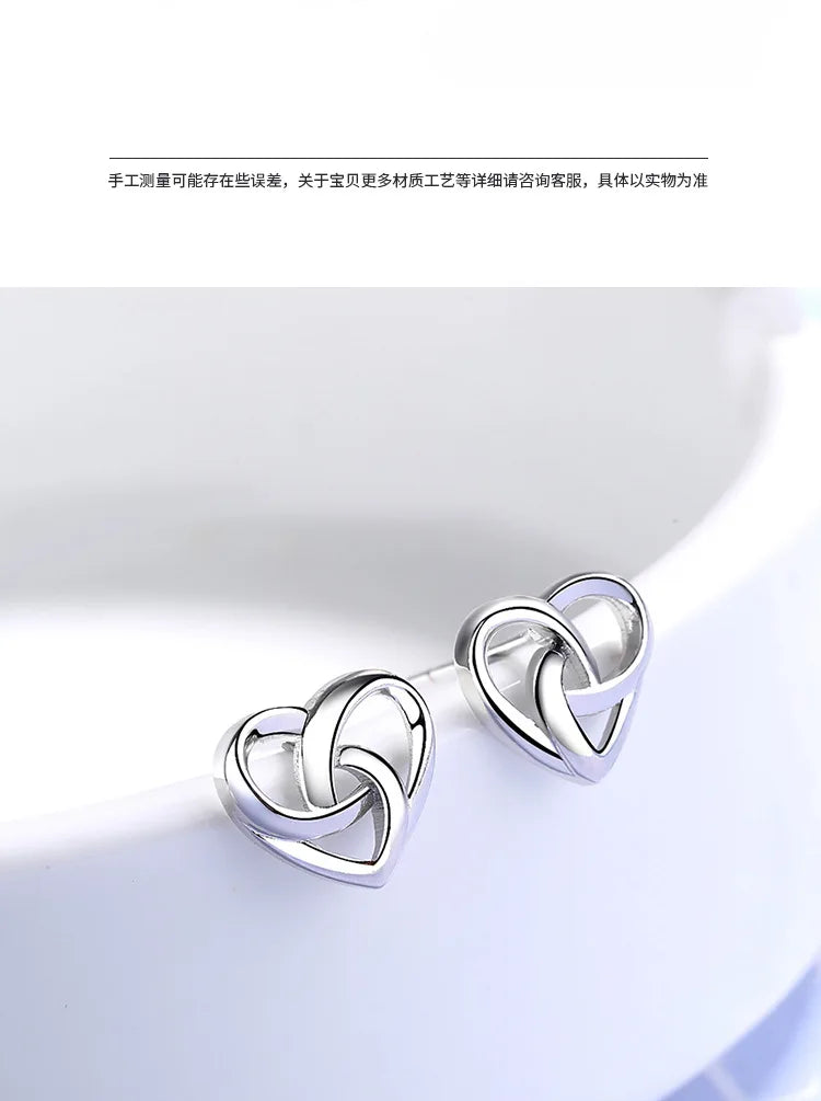 925 Sterling Silver Love Heart Stud Earrings For Women Luxury Designer Jewelry Best Selling   GaaBou