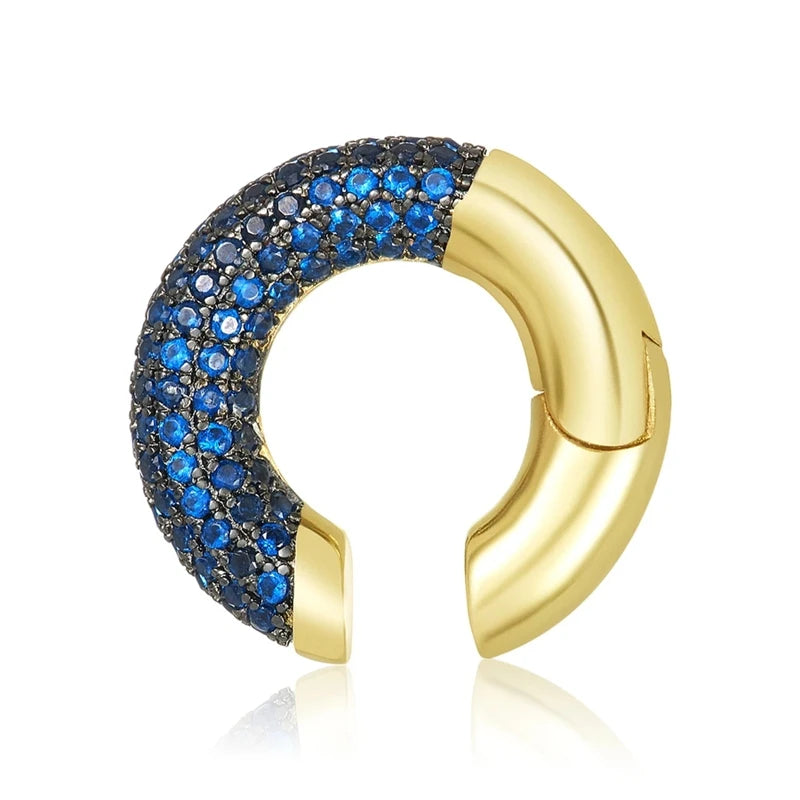 Aide 1PC Glod Color Full Zircon Pave Ear Cuffs No Piercing C Shape Chunky Thick Clip Earrings Colored Crystal Jewelry