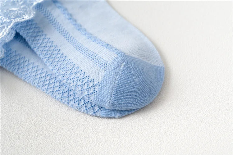 10 Pairs/lot Baby Girls Kids Socks Lace Ruffle Princess Mesh Children Ankle Short Breathable Cotton White Pink Blue Toddler Sock