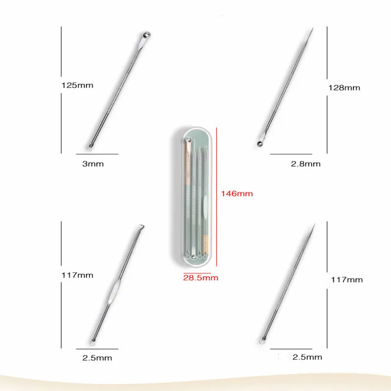 4Pcs Blackhead Black Spot Acne Comedone Pimple Blemish Remover Skin Care Women Beauty Acne Treatment Pore Cleanser Needle Hook Viralgem Store
