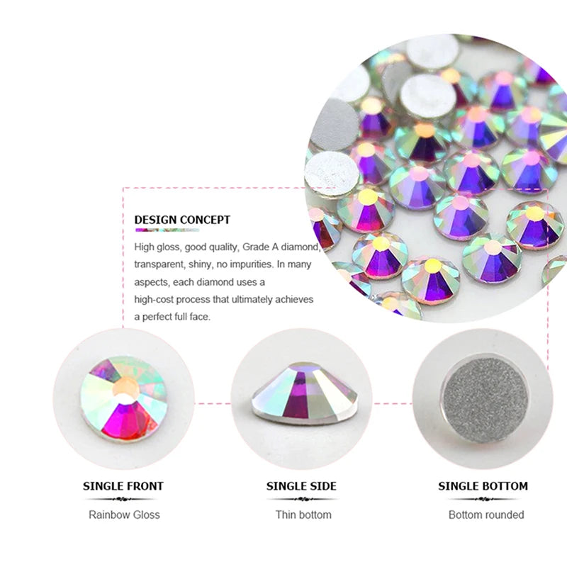 Super Shiny 3D Glass 16 Cut Facets 2088 Flatback Swarovsky DIY Nails Rhinestones Art Decoration Manicure Top Crystal Stones Gems