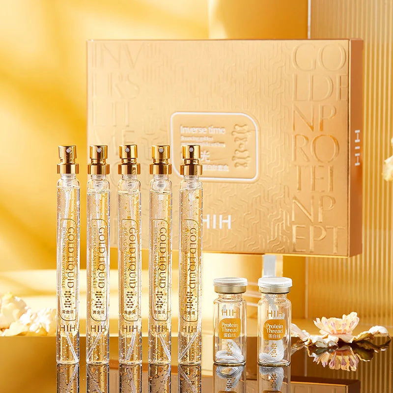 24K Gold Face Serum Active Collagen Silk Thread Facial Skin Care Essence Anti-Aging Smoothing Firming Moisturizing Hyaluronic Viralgem Store