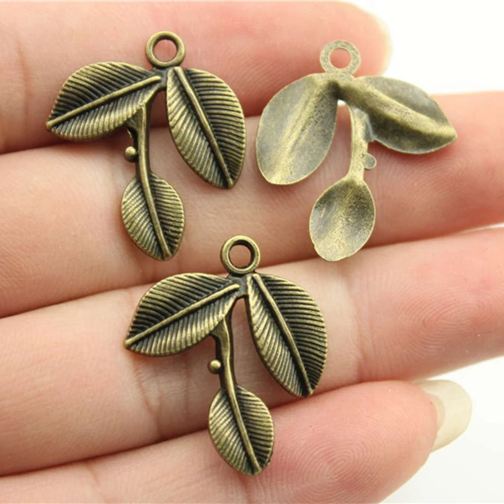 10pcs Tree Branch Pendant Charms Antique Bronze Color Branch Leaves Charms Jewelry DIY Branch Charms For Bracelet Making