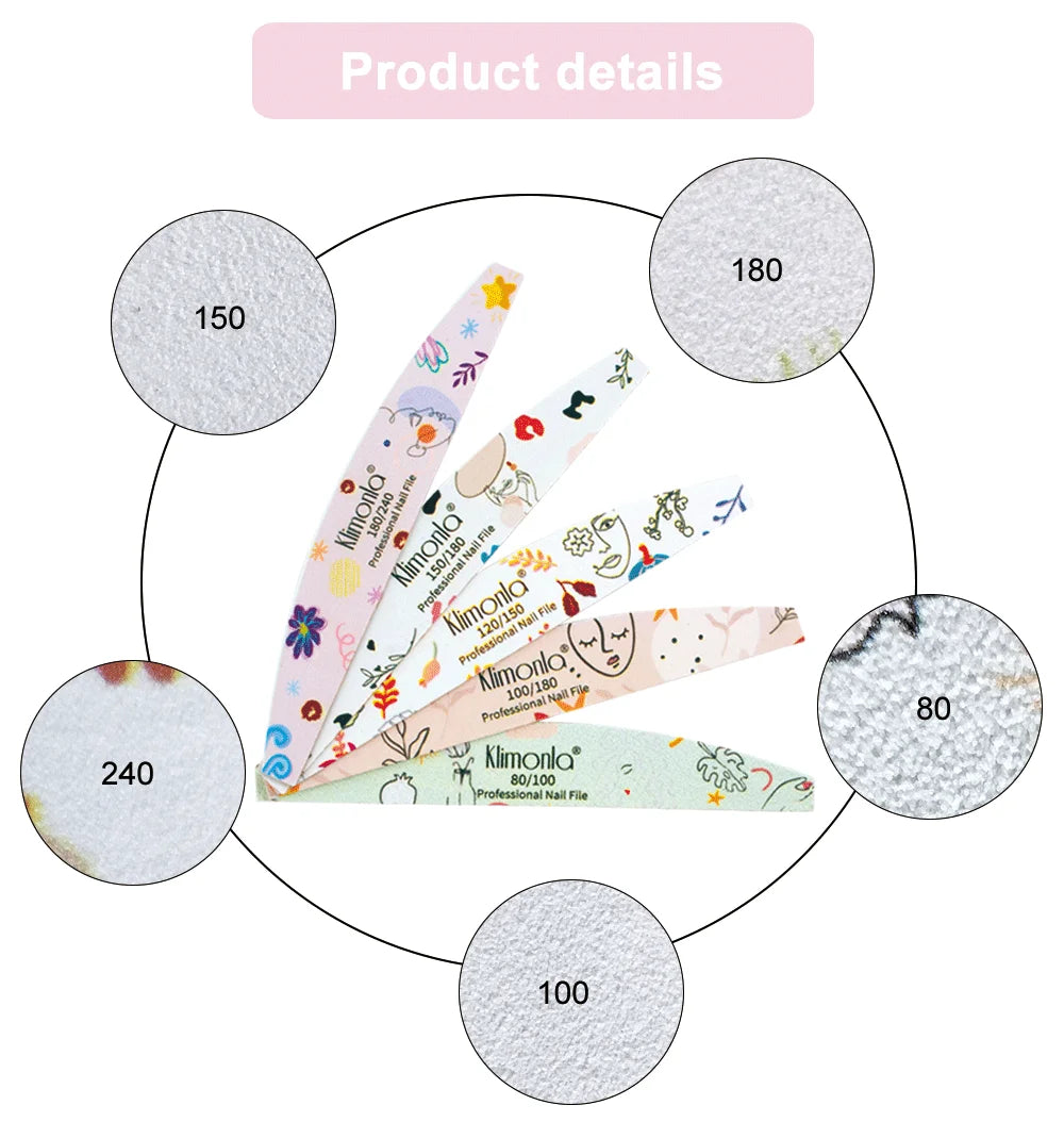 10Pcs/Lot Nail File 100 180 Grit Professional Wooden Two Sided Sanding Files Washable Nails Accessories Manicure Salon Tools