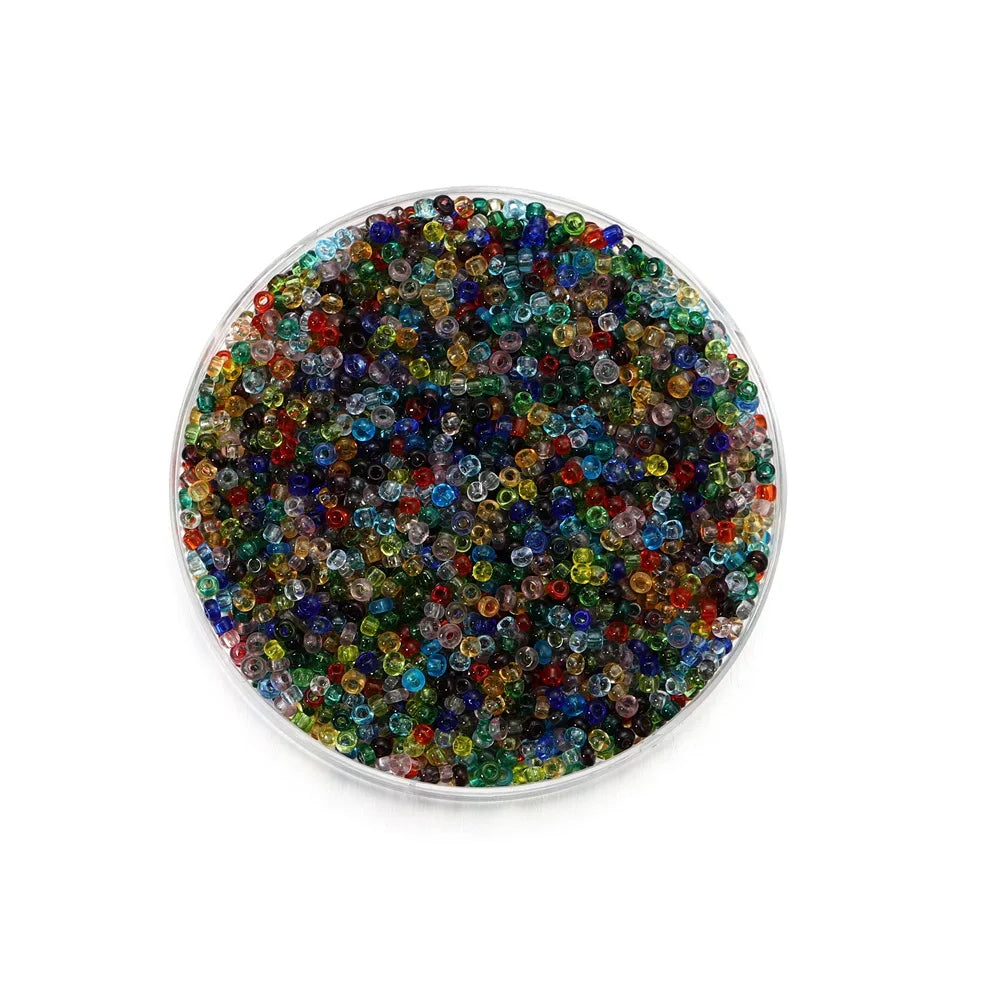 1000/1800Pcs 2mm Transparent Color Czech Glass Seed Beads Round Loose Beads for DIY Bracelet Earrings Jewelry Making Accessories
