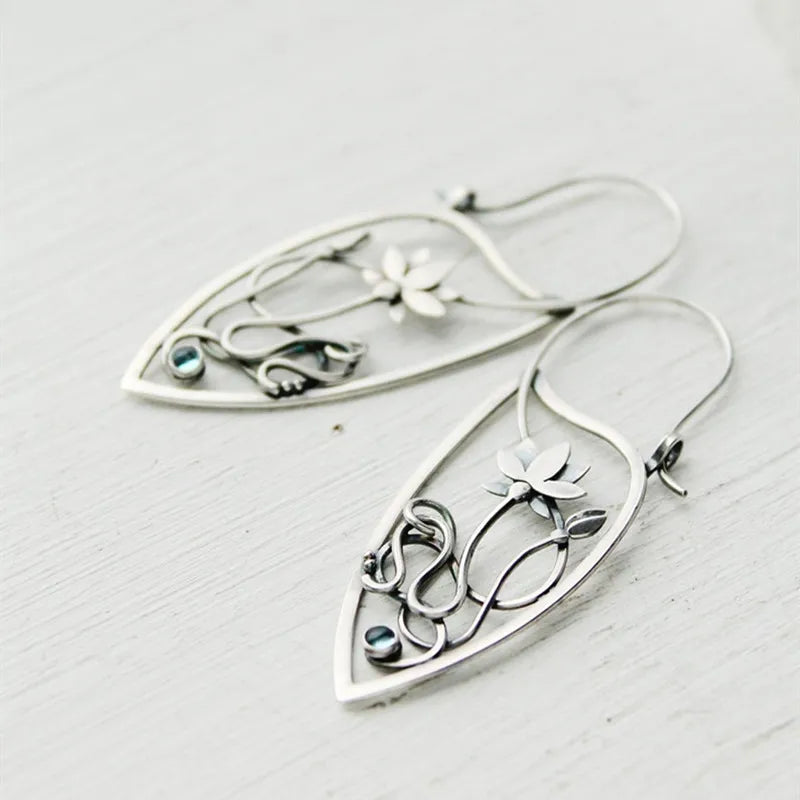 Woodland Earrings Witch Mushroom Elven Forest Leaf Earrings Nature Botanical Jewelry Silver Wire Wrapped