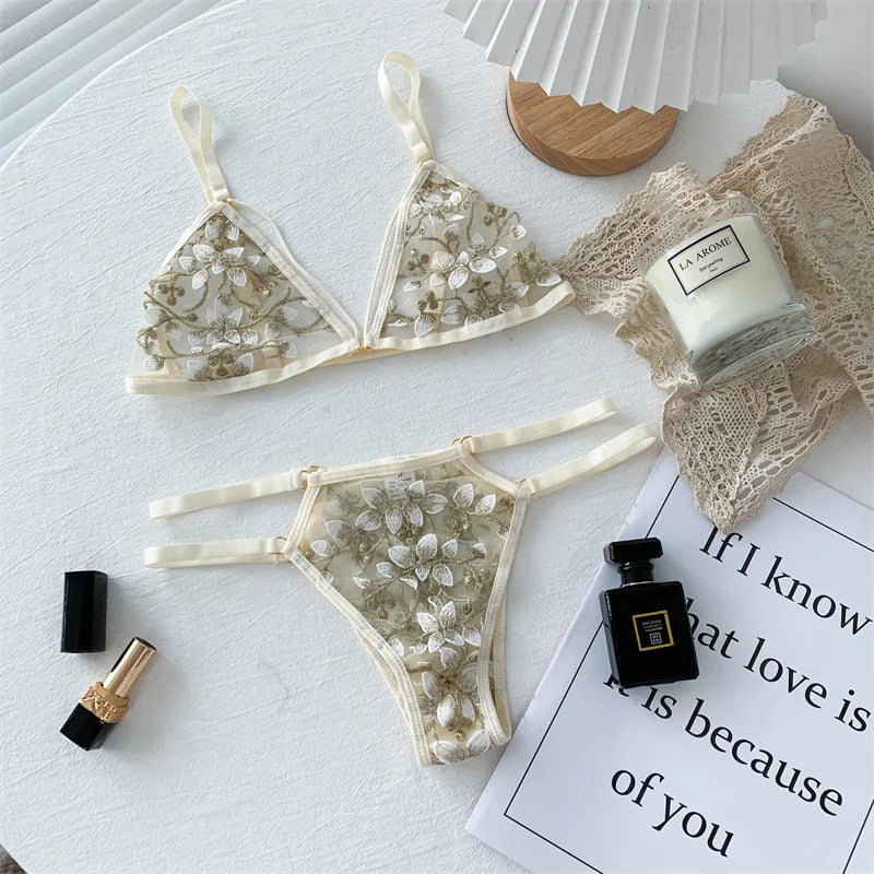 Women Lace Bra Sets Seamless Underwear Backless Vest Sexy Bralette Lingerie Ultrathin Bra & Brief Sets Female Dropshipping Viralgem Store