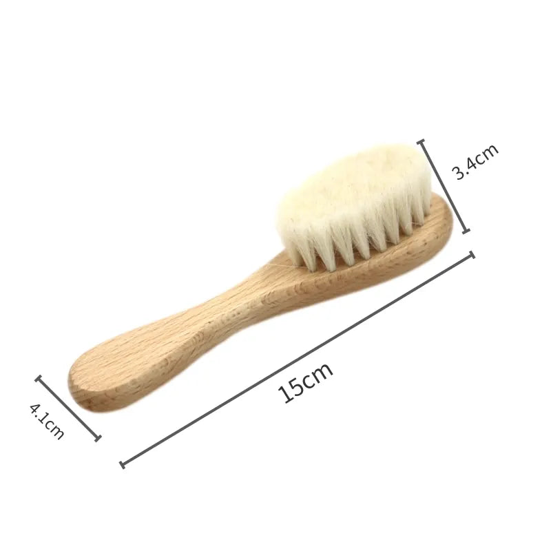 2pcs Baby Care Hair wool Brush Beech Wood Comb Newborn Massage Comb Baby Shower  Gift set natural baby brush