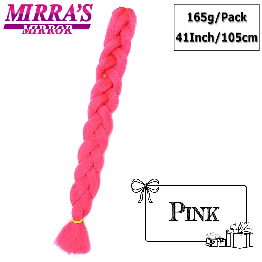 82 Inch Pure Color Jumbo Braiding Hair Extensions Synthetic Braids Ombre Hair For Box Braid Support Wholesale Mirra’s Mirror