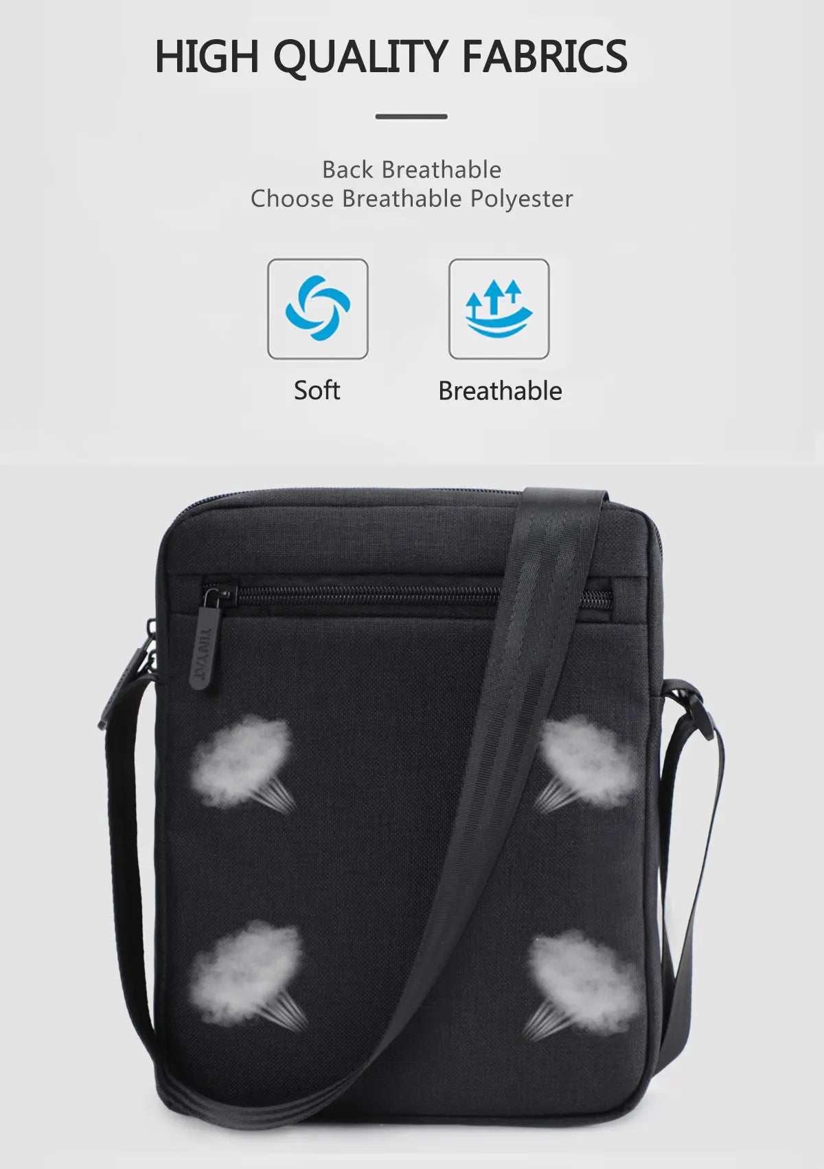 TINYAT Men's Bags Light Canvas Shoulder Bag For 7.9' Ipad Casual Crossbody Bags Waterproof Business Shoulder bag for men 0.13kg