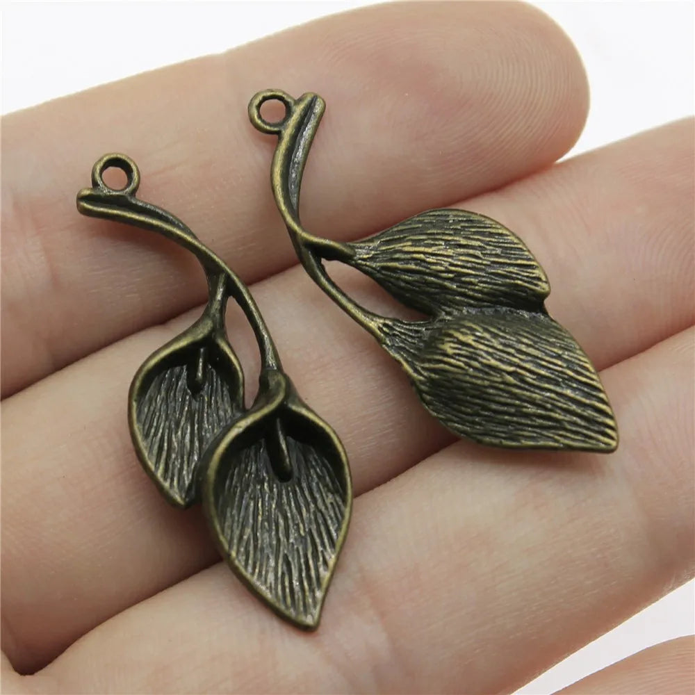 10pcs Tree Branch Pendant Charms Antique Bronze Color Branch Leaves Charms Jewelry DIY Branch Charms For Bracelet Making