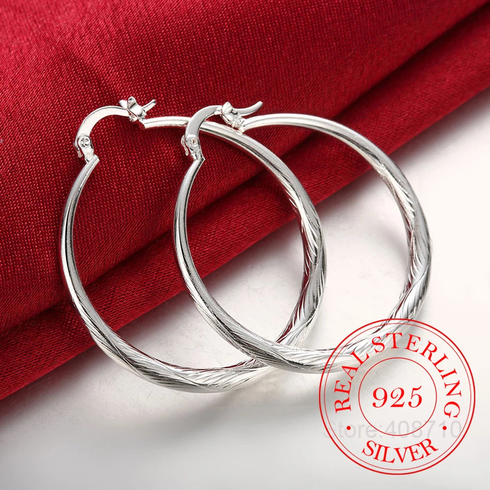 925 Sterling Silver Hip Hop Round Earrings for Women Large Circle 4.0cm Piercing Hoop Earring Dropship Suppliers Viralgem Store