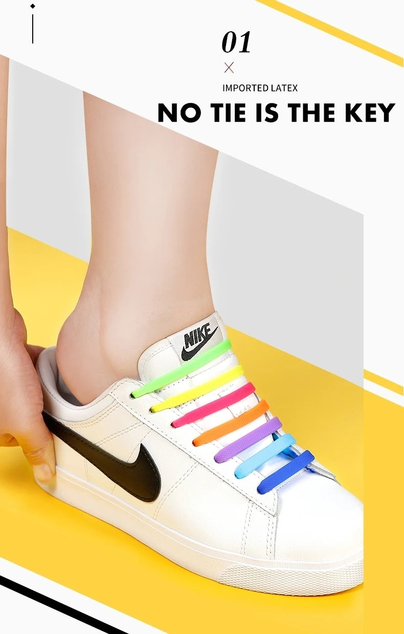 2024 New Silicone Elastic Shoelaces Fashion Unisex Athletic No Tie Shoe Lace All Sneakers Color Shoelaces for Kids and Adults