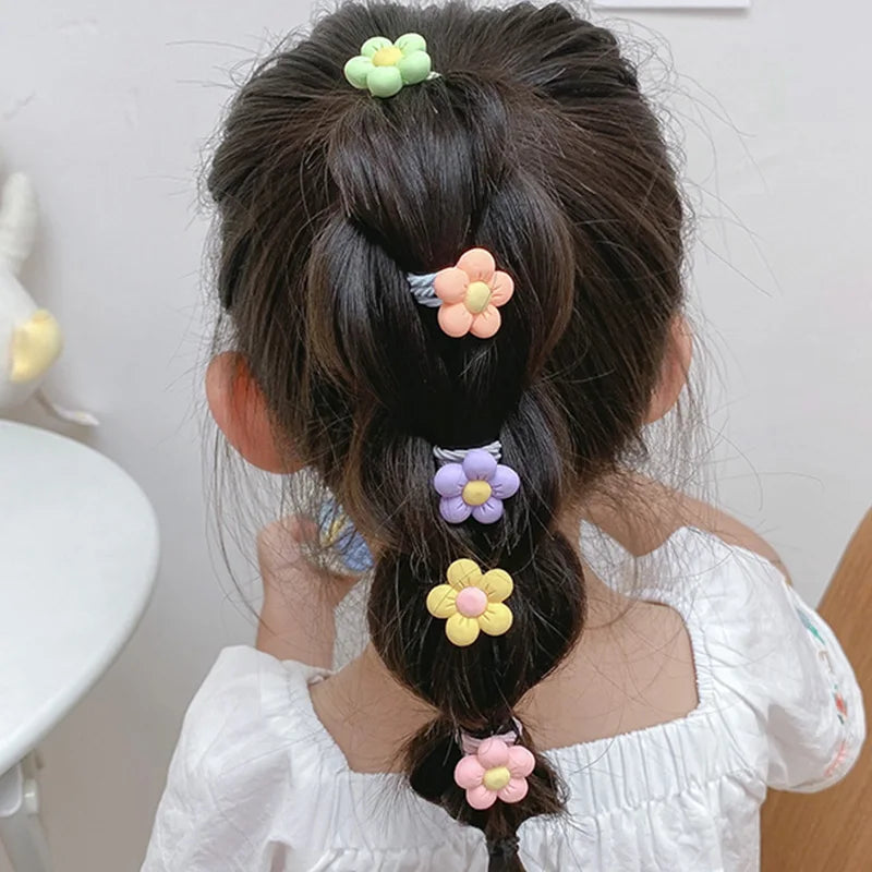 10 Pcs/Set Children Cute Hair Bands Cartoon Flower Elastic Hair Bands Girls Baby Lovely Rubber Bands Gift Kids Hair Accessories Viralgem Store