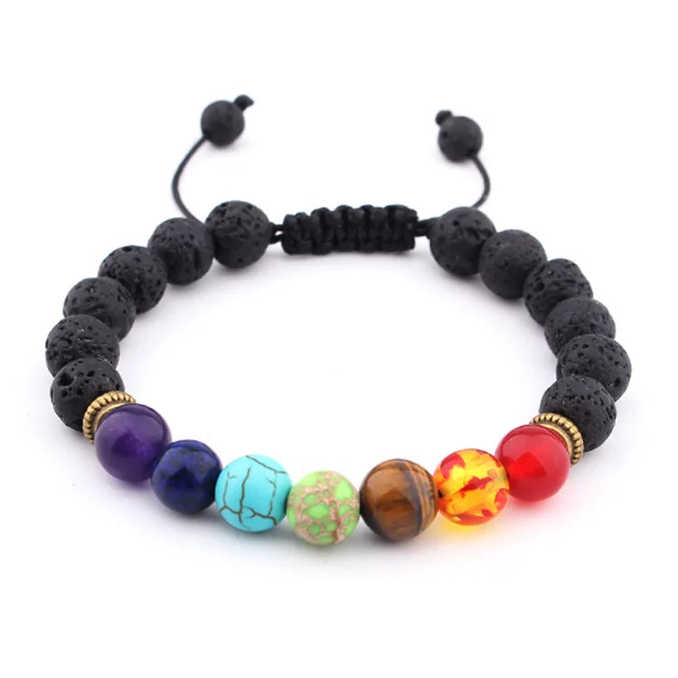 7 Chakra Bracelets Bangles for Women Men Vintage Indian Yoga Chakra Pray Lava Stone Beads Bracelet Healing Jewelry Dropshipping