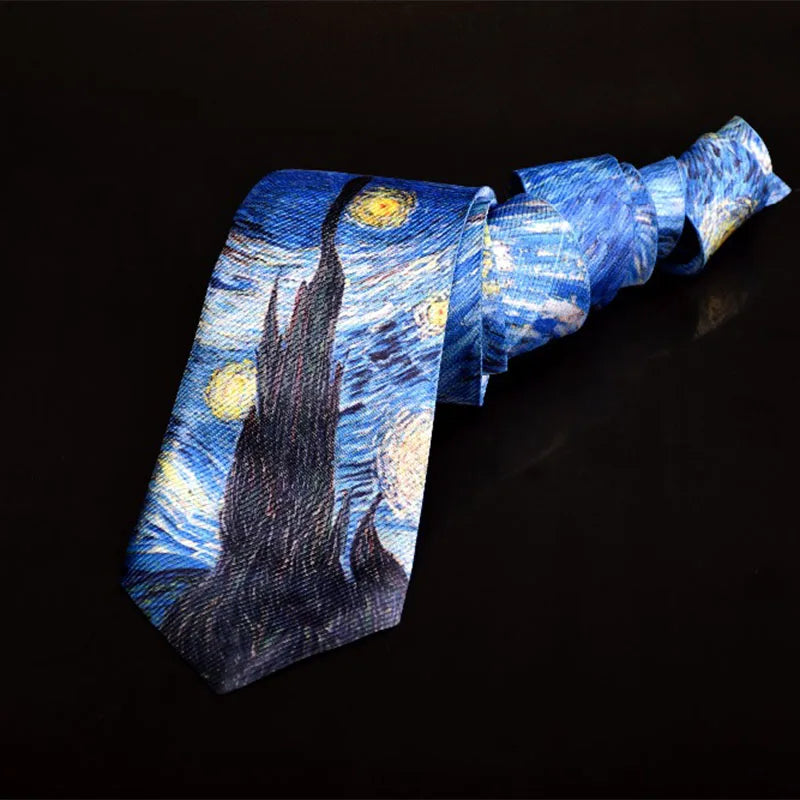 Starry Night Printed Neckties 8cm Famous Oils Painting Men Ties Party Gifts Festival Business Appointment Shirt Accessories Ties Viralgem Store
