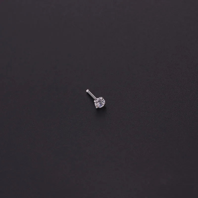 1PC 1.5-3mm Mini Zircon Nose Studs 316L Stainless Steel L Shape Nose Ring Cartilage Earrings for Women Men Body Piercing Jewelry Viralgem Store