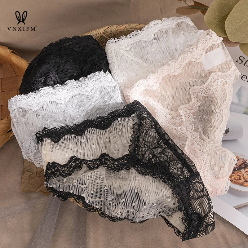 3pcs/lot Summer loose lace ladies panties, soft mesh underwear, sexy temptation briefs, seamless mid-waist cotton crotch panties Viralgem Store