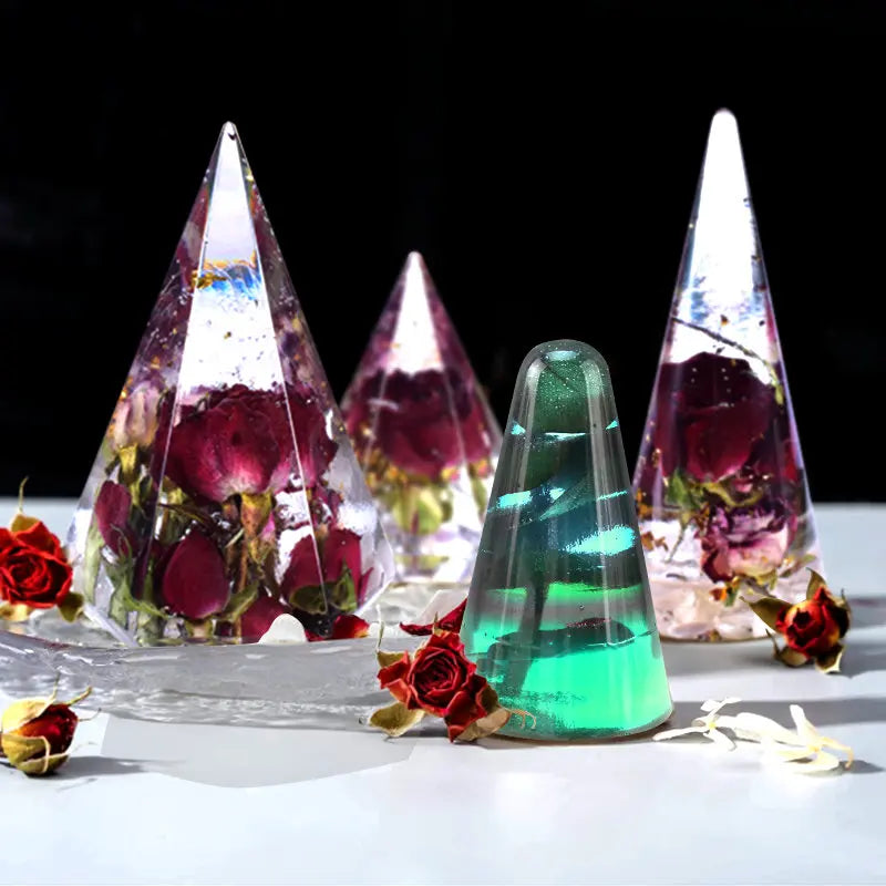 8Styles Ring Holder Cone Resin Molds Pyramid Silicone Mold for Resin Casting DIY Jewelry Ring Display Stand Candle Making Crafts
