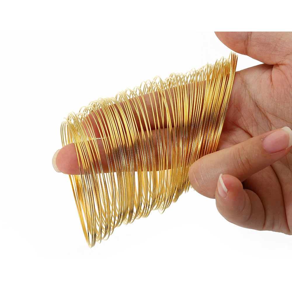 100 Loops Gold Steel Color Memory Wire 60mm Bracelet Bangle Loop 115mm Necklace Collar Hoop for Jewelry Making DIY Accessories