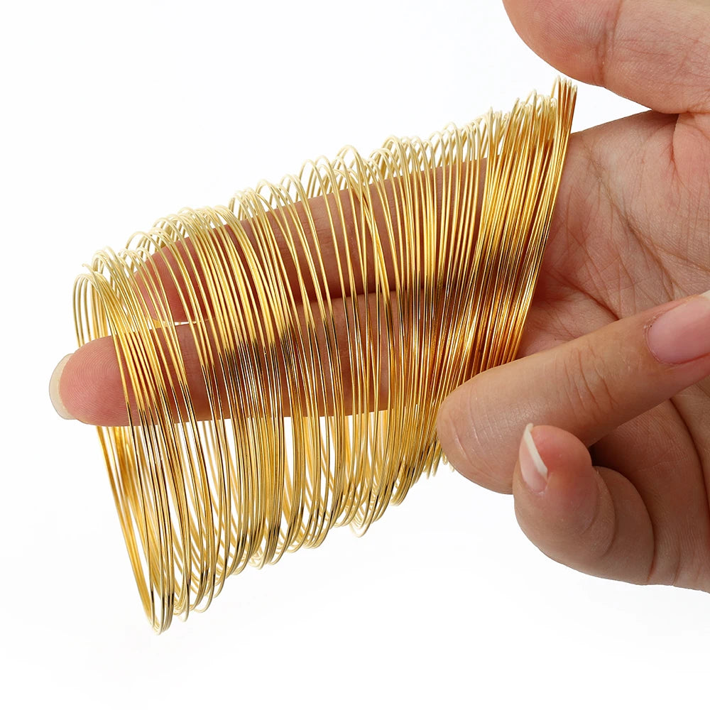 100 Loops Gold Steel Color Memory Wire 60mm Bracelet Bangle Loop 115mm Necklace Collar Hoop for Jewelry Making DIY Accessories