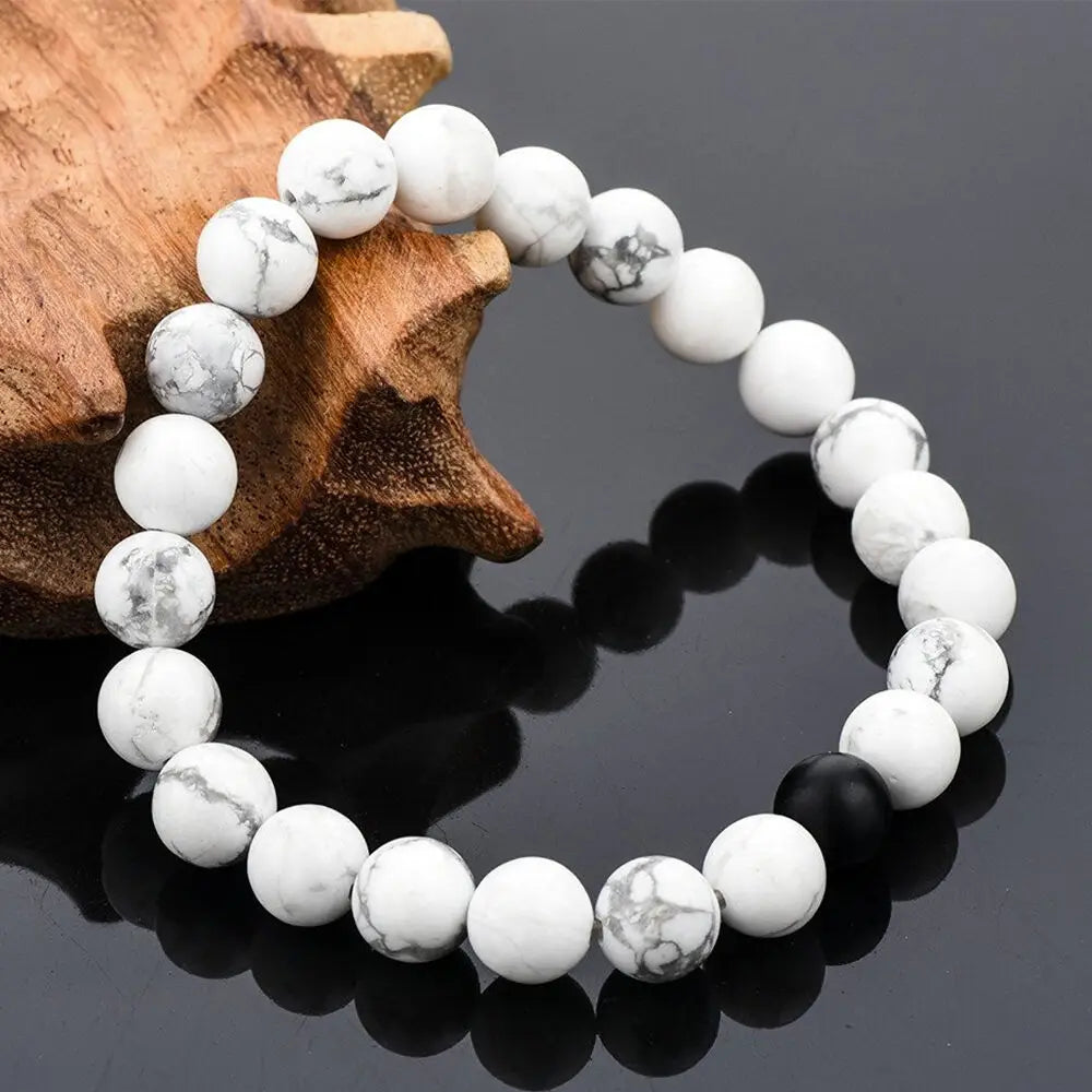 Women Men 8mm Beaded Natural Stone Bracelet Couples Lover Agate Quartz Lava Tiger Eye Healing Energy Bangle Yoga Jewelry