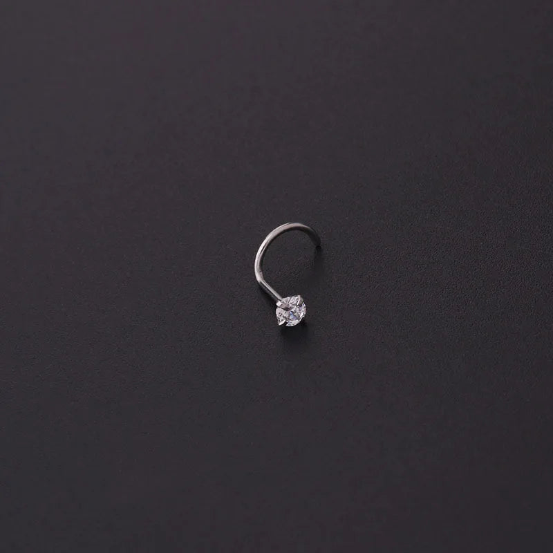 1PC 1.5-3mm Mini Zircon Nose Studs 316L Stainless Steel L Shape Nose Ring Cartilage Earrings for Women Men Body Piercing Jewelry Viralgem Store