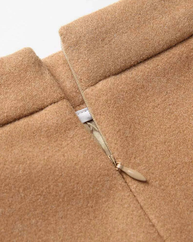 Woolen Skirt Women Winter Autumn Mini Skirts A Line Wrap Hip Korean Fashion A Line Harajuku Faldas Black Skirt