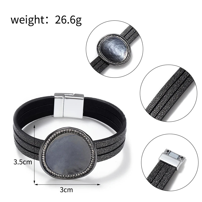 WYBU Wrap Leather Bracelets for Women Fashion Metal Leather Bracelet Charm Couple Wholesale Jewelry Dropshiping