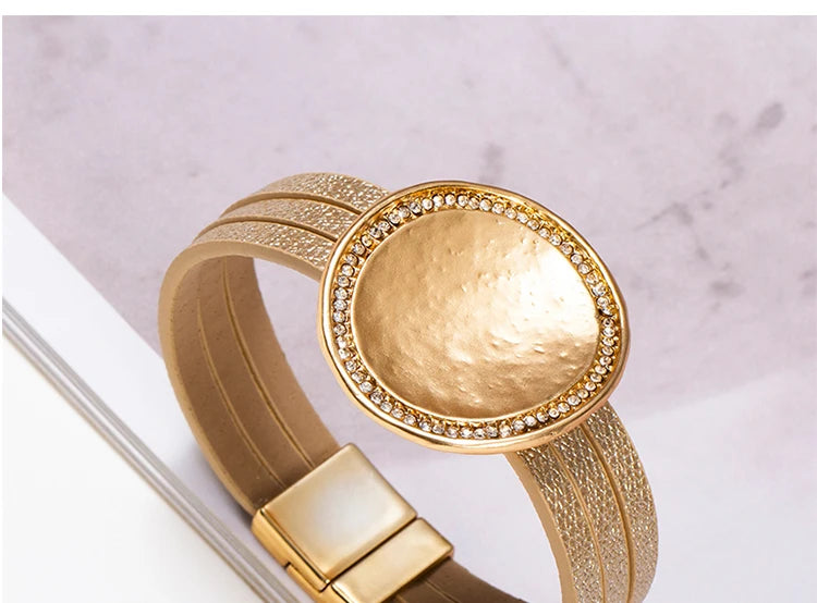 WYBU Wrap Leather Bracelets for Women Fashion Metal Leather Bracelet Charm Couple Wholesale Jewelry Dropshiping