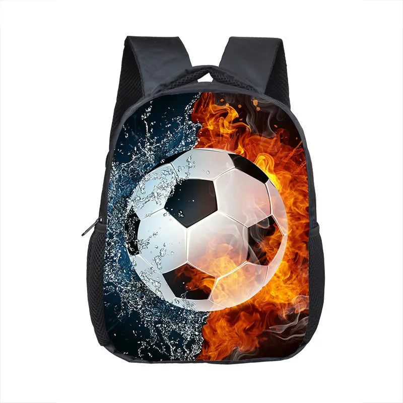 12 Inch Cool Soccerly / Footbally Print Backpack for 2-4 Years Old Kids Children School Bags Small Toddler Bag Kindergarten Bags