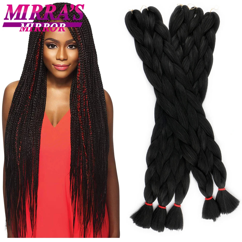 82 Inch Pure Color Jumbo Braiding Hair Extensions Synthetic Braids Ombre Hair For Box Braid Support Wholesale Mirra’s Mirror