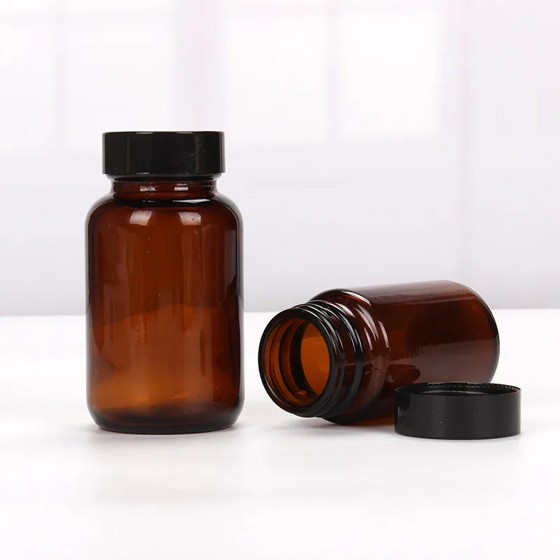 12-200ML Big Head Amber Brown Glass Bottle Aromatherapy Liquid For Essential Basic Massage Oil Pipette Bottles Refillable