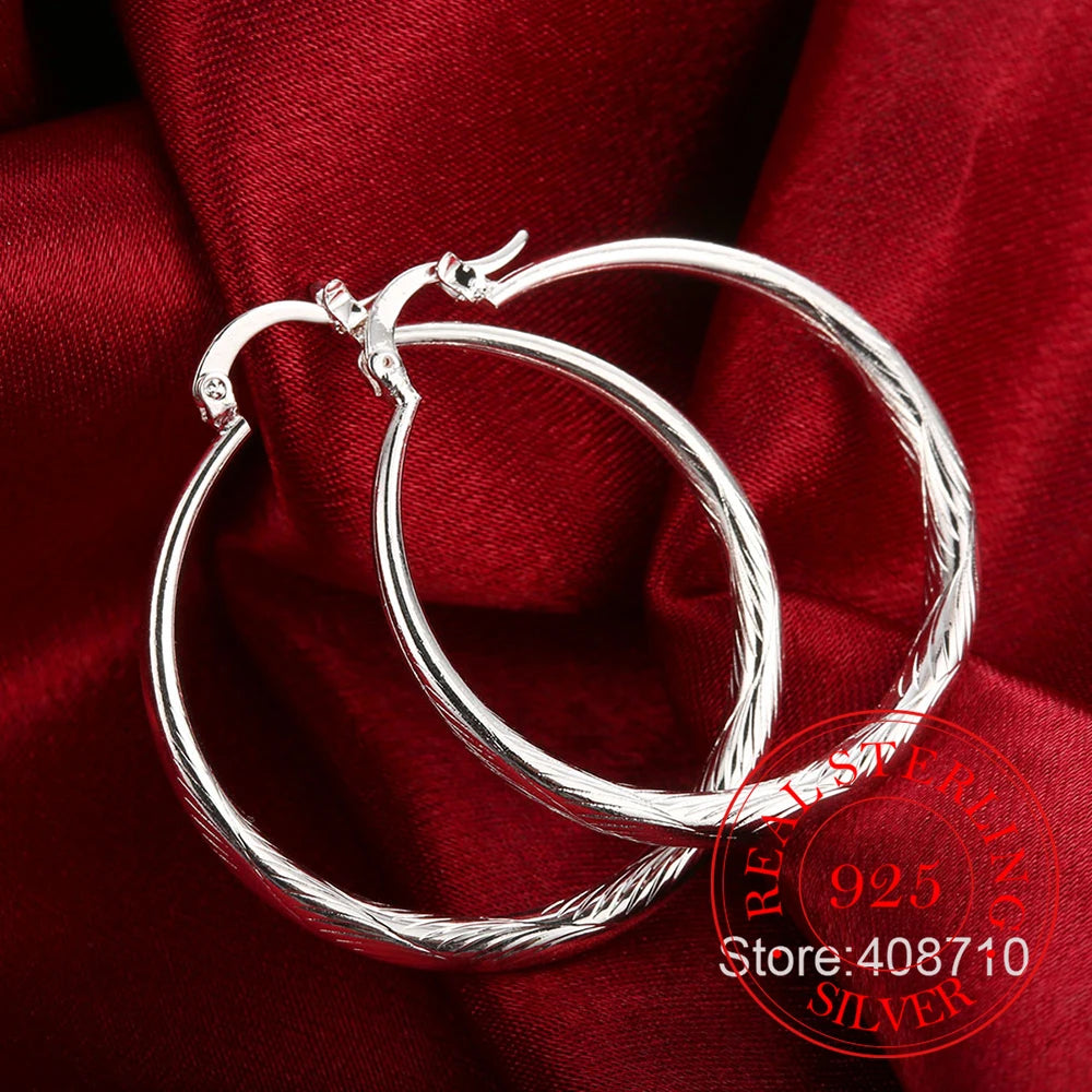 925 Sterling Silver Hip Hop Round Earrings for Women Large Circle 4.0cm Piercing Hoop Earring Dropship Suppliers Viralgem Store