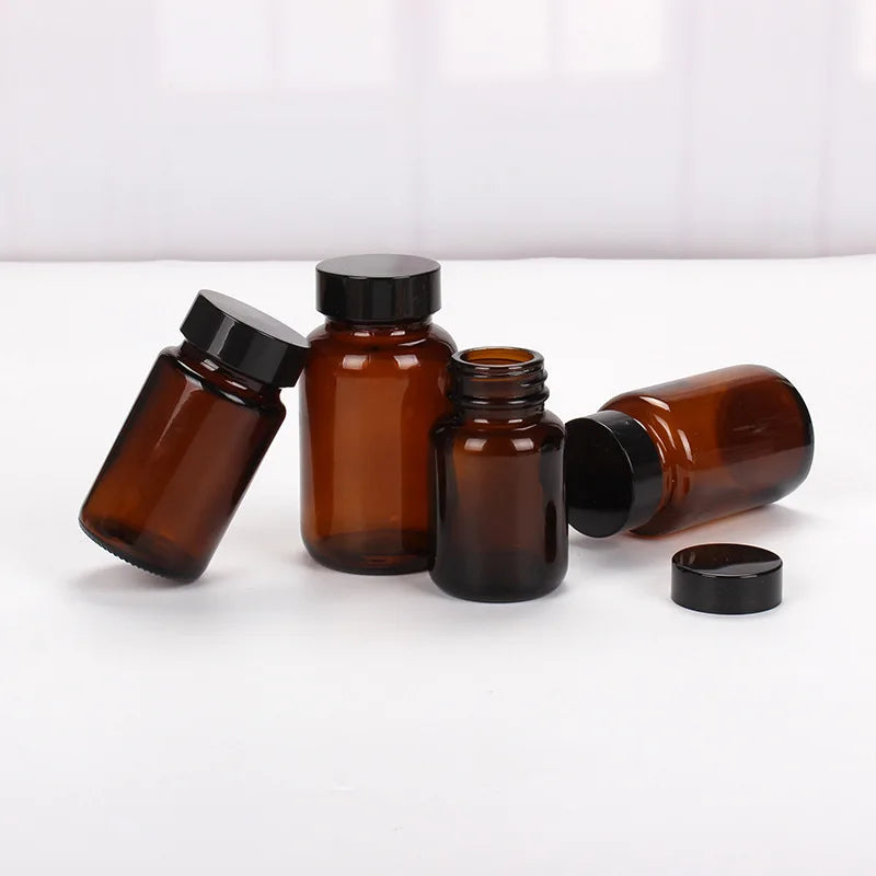 12-200ML Big Head Amber Brown Glass Bottle Aromatherapy Liquid For Essential Basic Massage Oil Pipette Bottles Refillable
