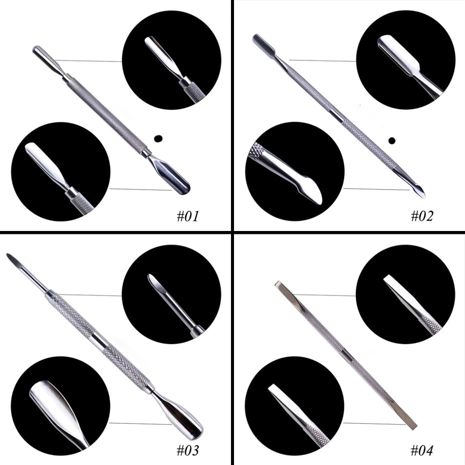 1pcs Double-ended Stainless Steel Nail Cuticle Pusher Tweezer For Dead Skin UV Gel Polish Remove Pedicure Manicure Tool LY01-16